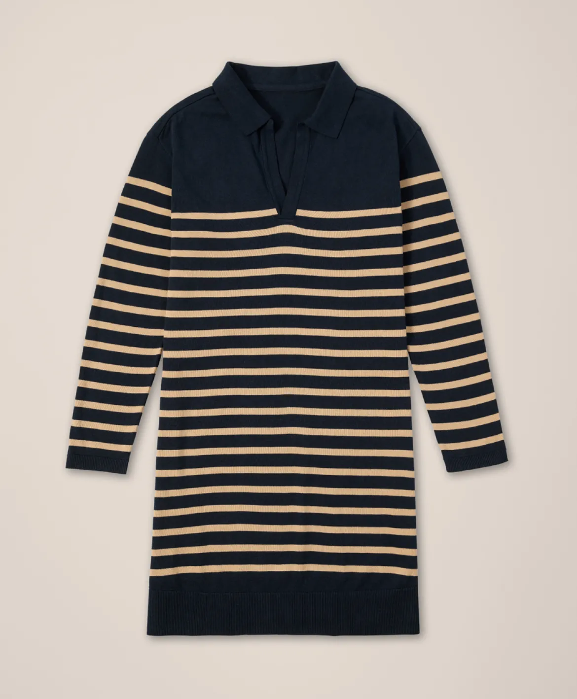 Organic Classic Fine Knit Collared Sweater Dress