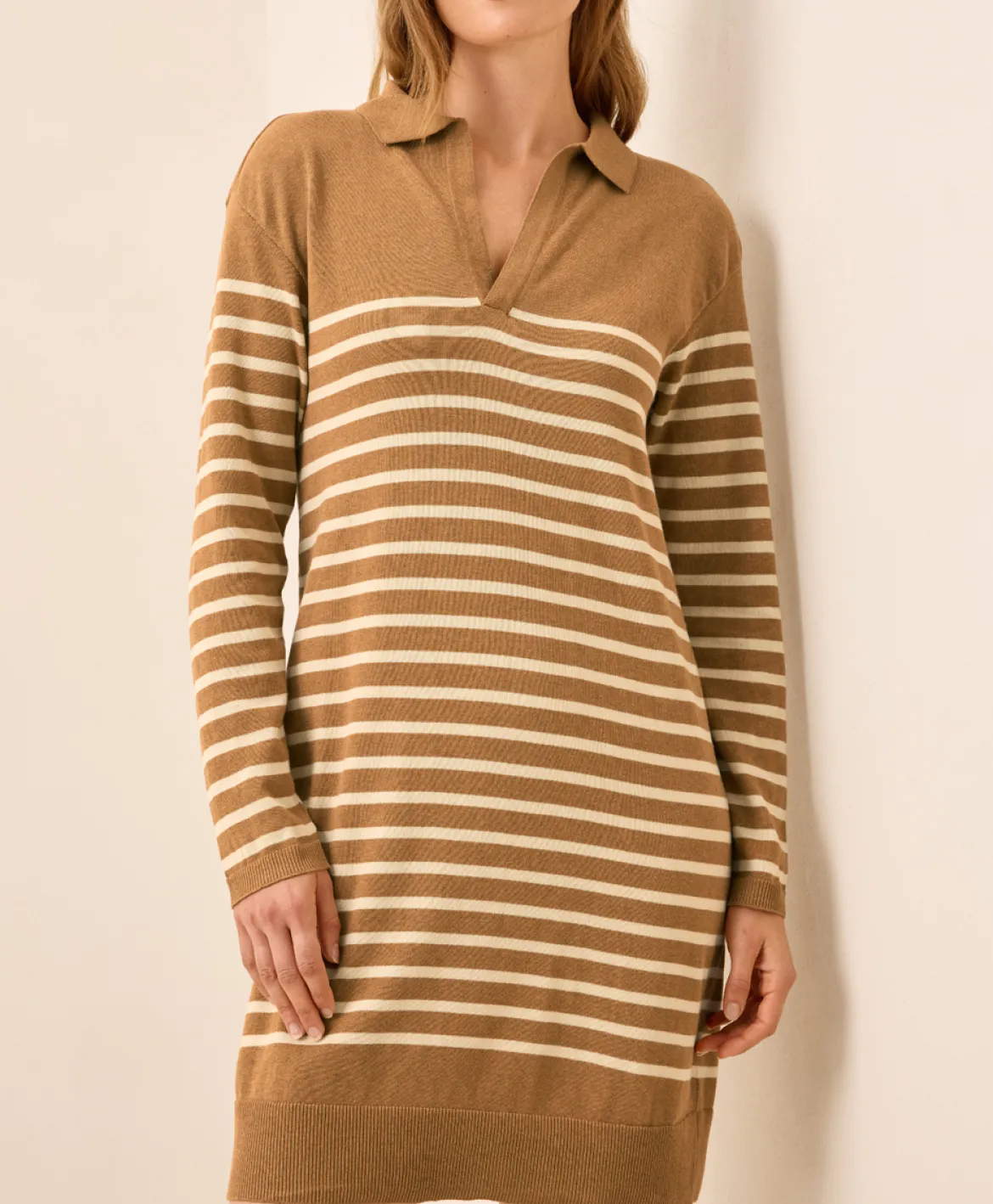 Organic Classic Fine Knit Collared Sweater Dress