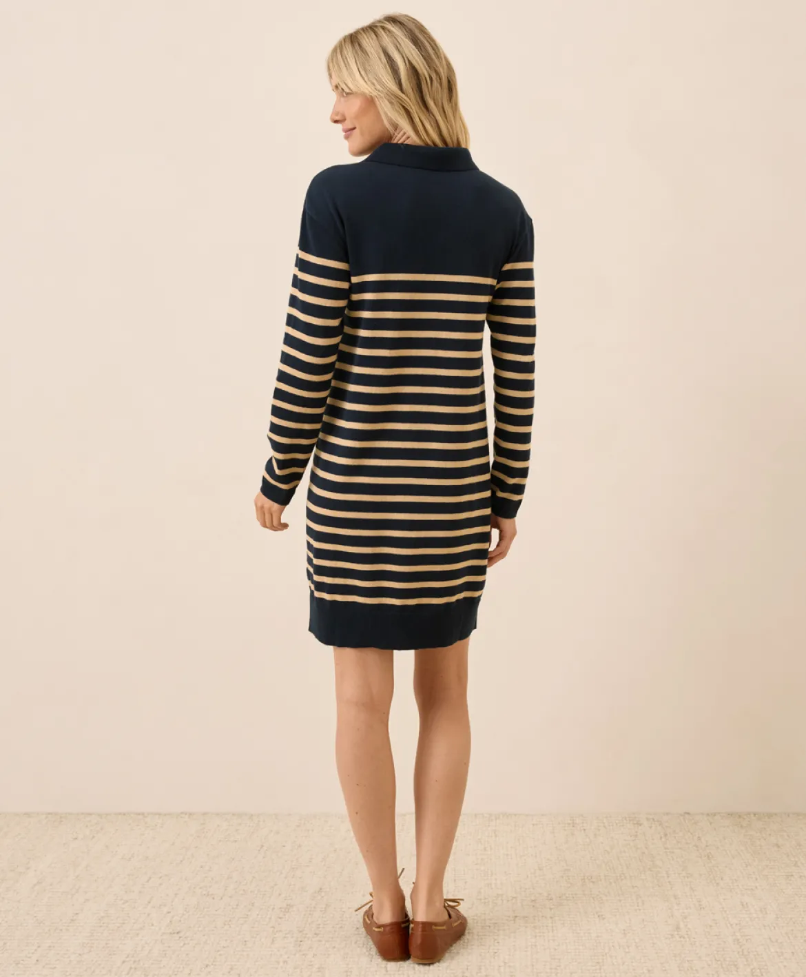 Organic Classic Fine Knit Collared Sweater Dress