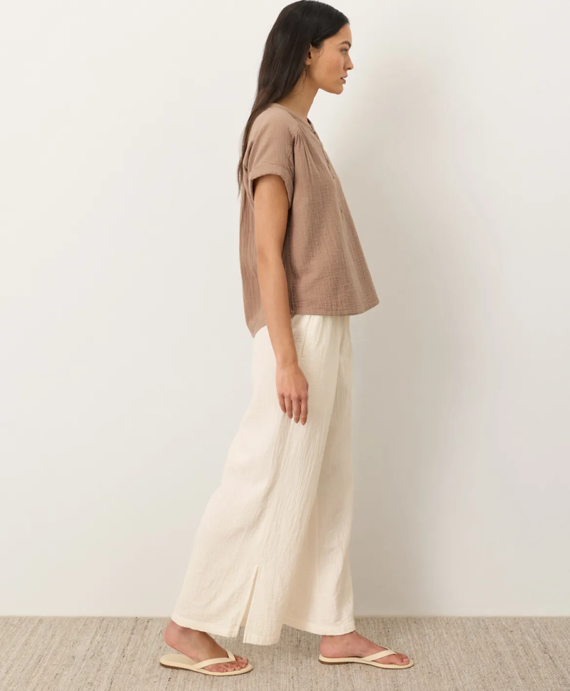 Organic Coastal Double Gauze Split Hem Pant
